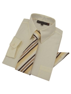 Johnnie Lene Boys Long Sleeve Dress Shirt with Tie and Handkerchief