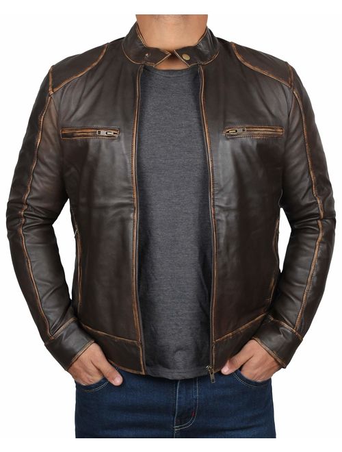 Genuine Black Leather Jacket Men - Lambskin Lightweight Mens Leather Jackets