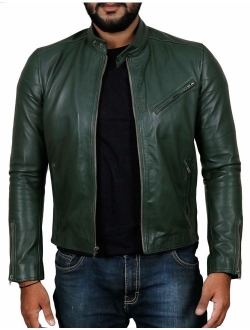 Laverapelle Men's Genuine Lambskin Leather Jacket (Black, Biker Jacket) - 1501008