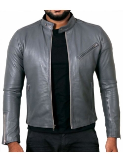 Laverapelle Men's Genuine Lambskin Leather Jacket (Black, Biker Jacket) - 1501008