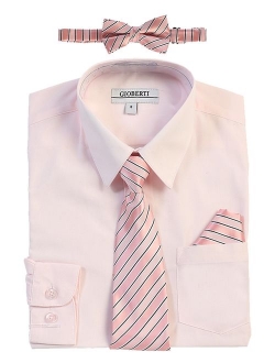 Boy's Long Sleeve Dress Shirt   Stripe Tie, Bow Tie and Hanky