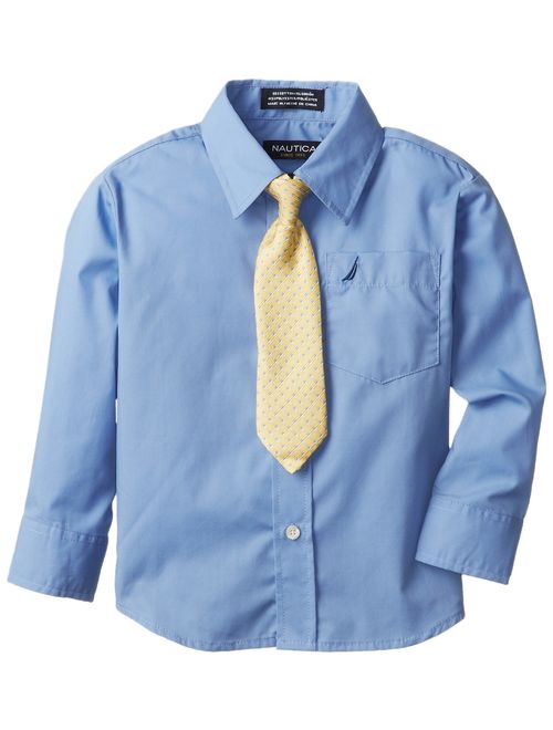 Nautica Boys' Long Sleeve Dress Shirt with Tie