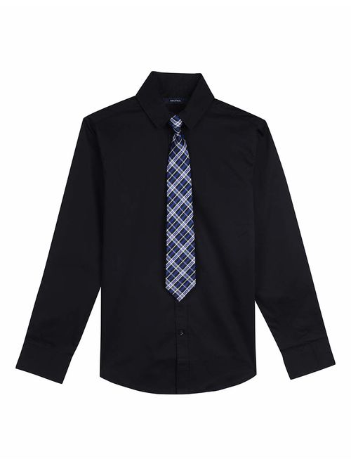 Nautica Boys' Long Sleeve Dress Shirt with Tie