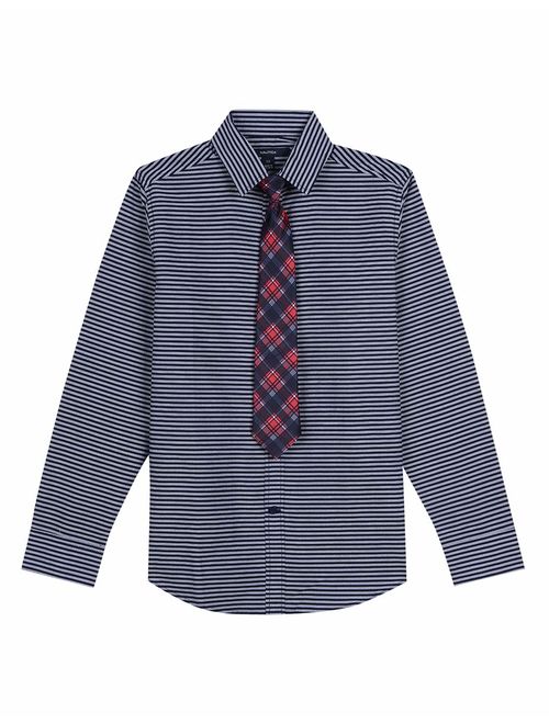 Nautica Boys' Long Sleeve Dress Shirt with Tie