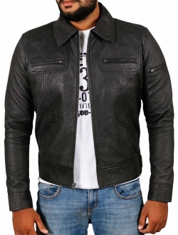 Laverapelle Men's Genuine Lambskin Leather Jacket (Black, Biker Jacket) - 1501200