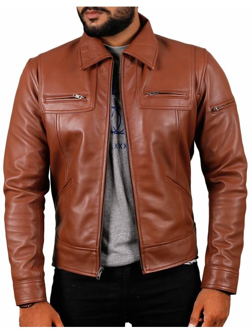 Laverapelle Men's Genuine Lambskin Leather Jacket (Black, Biker Jacket) - 1501200