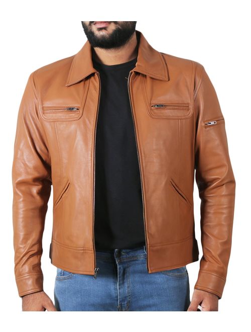 Laverapelle Men's Genuine Lambskin Leather Jacket (Black, Biker Jacket) - 1501200