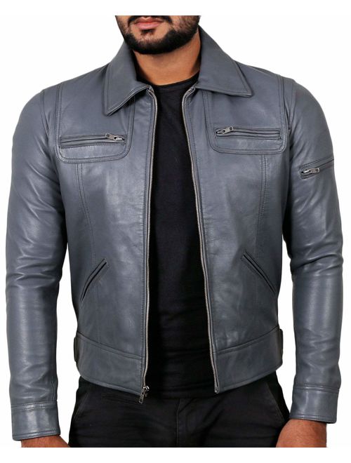 Laverapelle Men's Genuine Lambskin Leather Jacket (Black, Biker Jacket) - 1501200