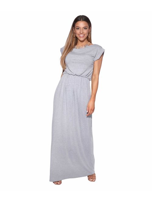 Krisp Womens' Long Casual Loose Dress Short Sleeve Or Sleeveless Maxi