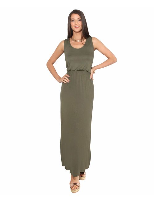 Krisp Womens' Long Casual Loose Dress Short Sleeve Or Sleeveless Maxi