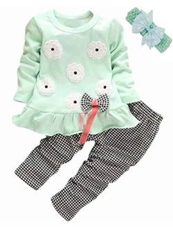 BINPAW Little Girl's Cute Heart Pattern 2 Pieces Outfit