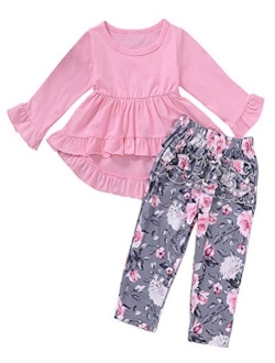 BINPAW Little Girl's Cute Heart Pattern 2 Pieces Outfit