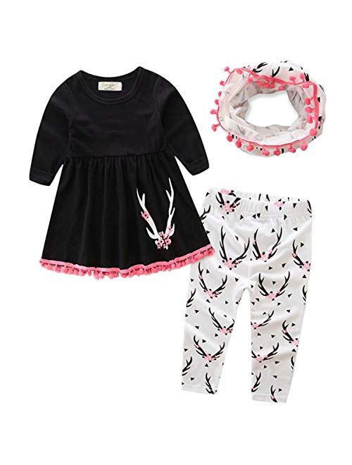 BINPAW Little Girl's Cute Heart Pattern 2 Pieces Outfit