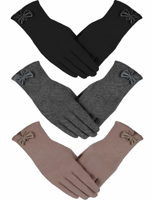 Patelai 3 Pairs Women Winter Gloves Warm Touchscreen Gloves Windproof Gloves for Women Girls Winter Using