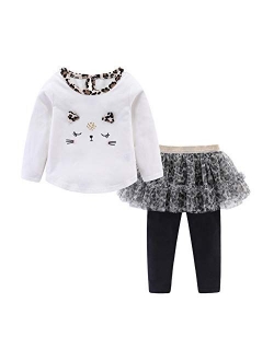 Cute Toddler Baby Girls Clothes Set Long Sleeve T-Shirt and Pants Kids 2pcs Outfits