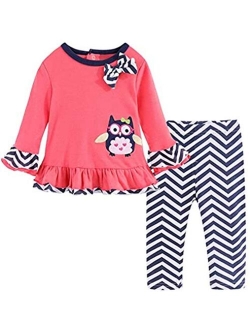 Cute Toddler Baby Girls Clothes Set Long Sleeve T-Shirt and Pants Kids 2pcs Outfits