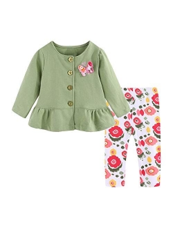 Cute Toddler Baby Girls Clothes Set Long Sleeve T-Shirt and Pants Kids 2pcs Outfits