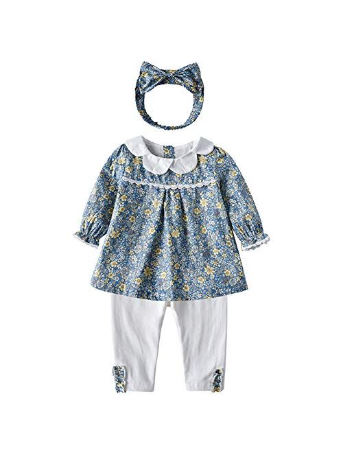 LittleSpring Cute Toddler Baby Girls Clothes Set Long Sleeve T-Shirt and Pants Kids 2pcs Outfits