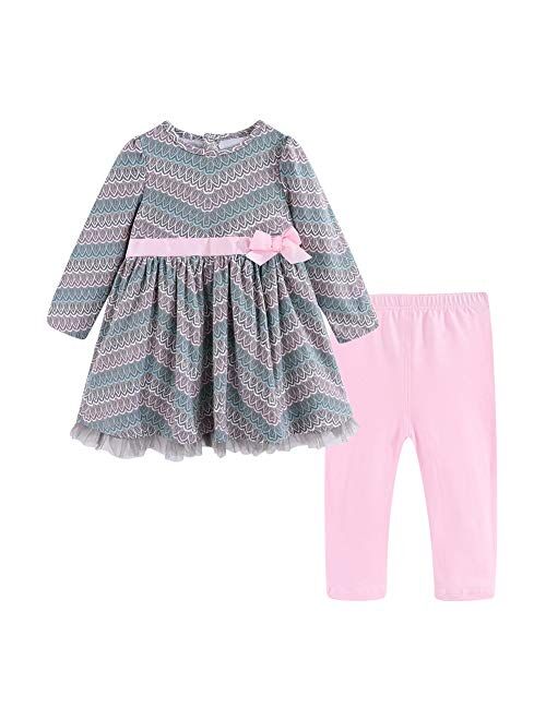 LittleSpring Cute Toddler Baby Girls Clothes Set Long Sleeve T-Shirt and Pants Kids 2pcs Outfits
