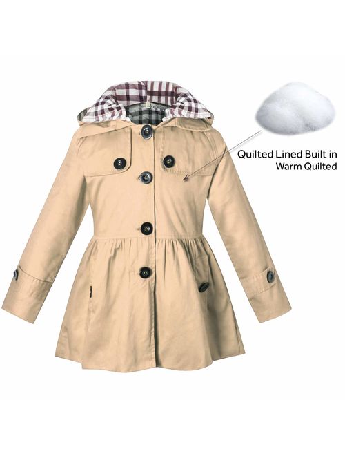 BINPAW Girl's Hooded Trench Coat