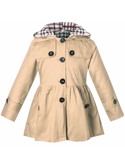 BINPAW Girl's Hooded Trench Coat