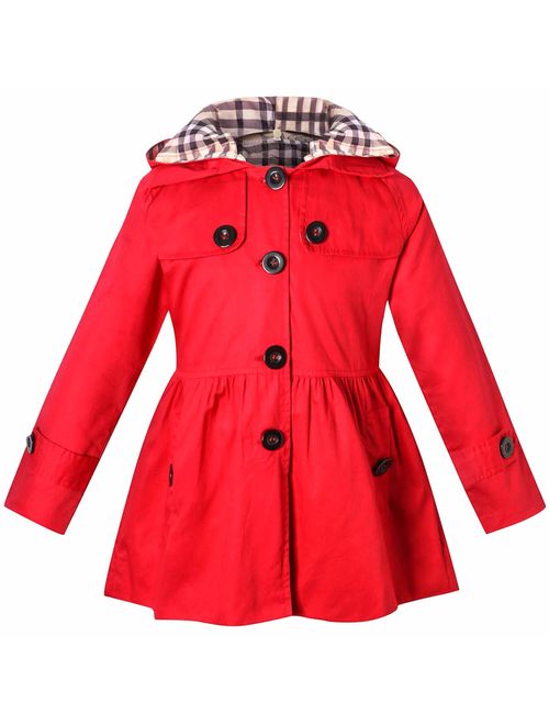 BINPAW Girl's Hooded Trench Coat