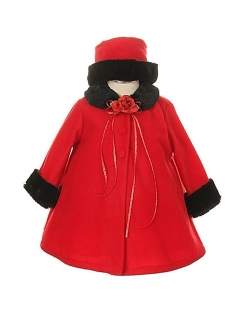 Cozy Fleece Cape Jacket Coat Pink White Ivory Black Red Girls & Infant Hat Set