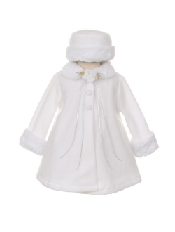 Cozy Fleece Cape Jacket Coat Pink White Ivory Black Red Girls & Infant Hat Set