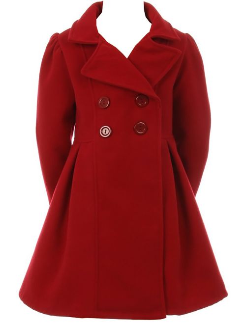 BluNight Collection Girls Dress Coat Long Sleeve Button Pocket Long Winter Coat Outerwear 2-14