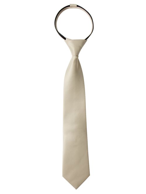 Spring Notion Boys' Satin Zipper Neck Tie, Optional Gift Box