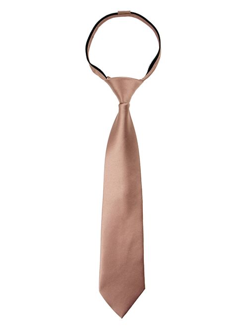 Spring Notion Boys' Satin Zipper Neck Tie, Optional Gift Box