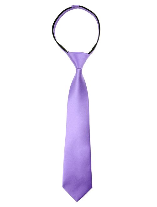 Spring Notion Boys' Satin Zipper Neck Tie, Optional Gift Box