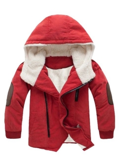 Mallimoda Boy's Thick Cotton-Padded Parka Jacket Hooded Fleece Coat