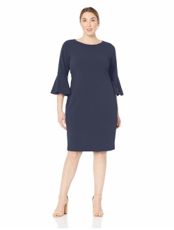 Women's Plus Size 3/4 Peplum Sleeve Sheath Dress