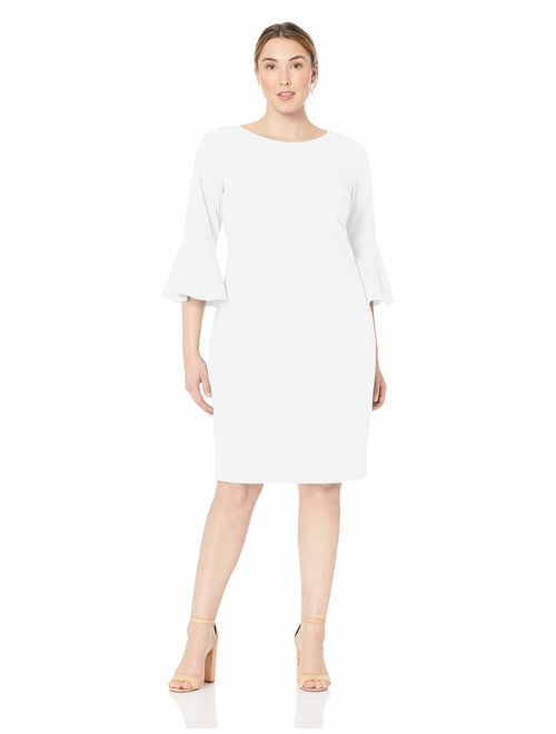 Calvin Klein Women's Plus Size 3/4 Peplum Sleeve Sheath Dress