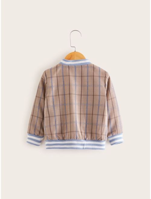 Toddler Boys Contrast Panel Plaid Bomber Jacket