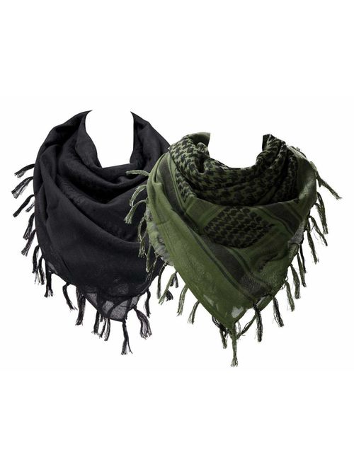 100% Cotton Military Shemagh Arab Tactical Desert Keffiyeh Thickened Scarf Wrap for Women and Men 43"x43"