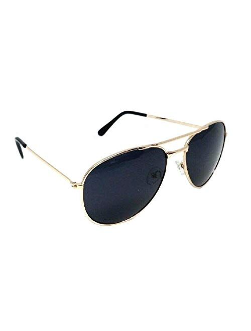 Black & Gold Pilot Aviator Sunglasses