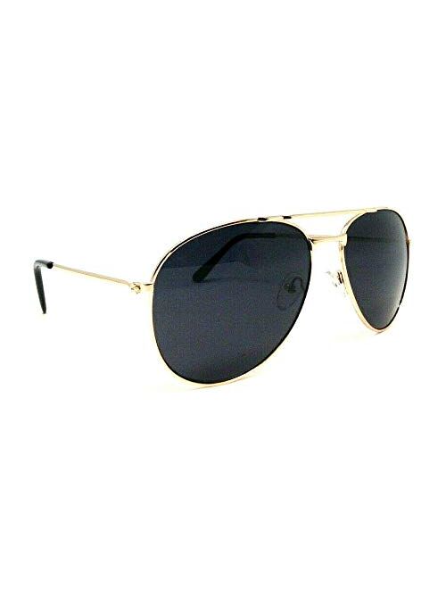 Black & Gold Pilot Aviator Sunglasses