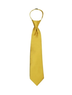 Boy's 11" Pretied Ready Made Solid Color Zipper Tie