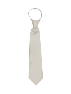 Boy's 11" Pretied Ready Made Solid Color Zipper Tie