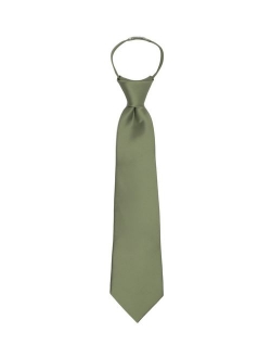 Boy's 11" Pretied Ready Made Solid Color Zipper Tie