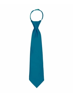 Boy's 11" Pretied Ready Made Solid Color Zipper Tie