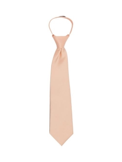 Boy's 11" Pretied Ready Made Solid Color Zipper Tie