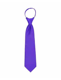 Boy's 11" Pretied Ready Made Solid Color Zipper Tie