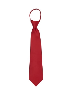 Boy's 11" Pretied Ready Made Solid Color Zipper Tie