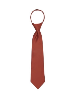 Boy's 11" Pretied Ready Made Solid Color Zipper Tie