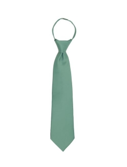 Boy's 11" Pretied Ready Made Solid Color Zipper Tie