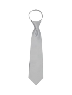 Boy's 11" Pretied Ready Made Solid Color Zipper Tie