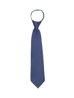 Boy's 11" Pretied Ready Made Solid Color Zipper Tie